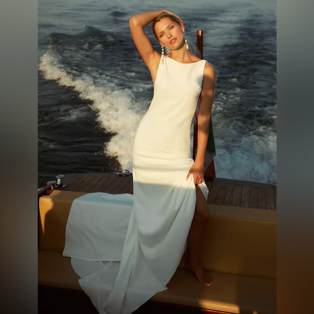 Lan Ting Open Back Sheath Wedding Gown